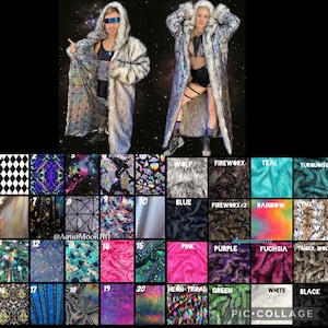 Faux Fur Full length coat | Custom Jacket REVERSIBLE |Burning man| Hologram unisex Ankle long