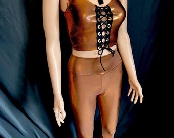 Lace up Crop top & Leggings SET | Lucky Penny XS |Burning Man| Festival |Yoga | Matching outfit
