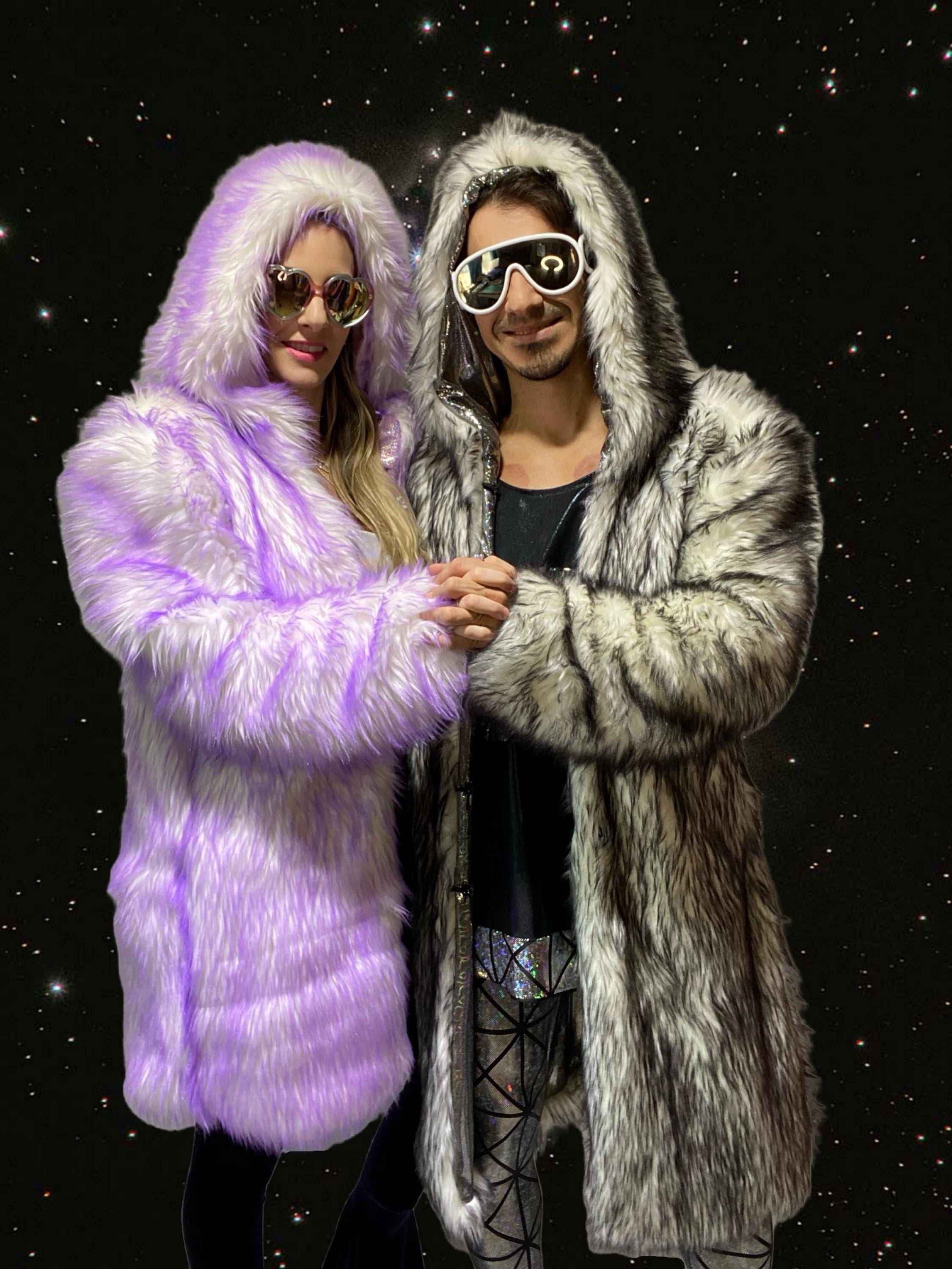 【THINK FUR】Popcorn Fur Raglan Jacket High Shine 4 Pocket Fur Trim Hood Parka | boohoo