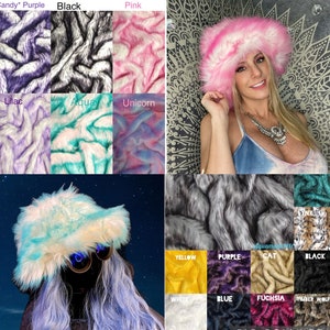 Faux Fur Bucket HAT |Burning man| unisex| Rave Festival Furry hat