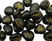 Set Of 25 Pcs Tumbled Tourmaline Stone, Rune Alphabet Symbol Reiki Healing Crystal, Spiritual Energy Generator With Gift Pouch HCDR509J
