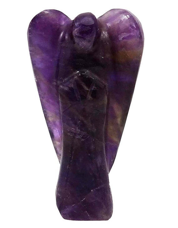 2/'/' Amethyst Natural Quartz Angel Crystal Hand Carved Reiki Healing Guardian