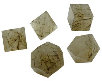5 Pieces Tourmaline Quartz Stone, Platonic Solid Sacred Reiki Healing Crystal, Balancing Gemstone, With Gift Pouch HCDR1479C