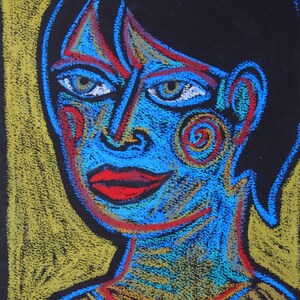 Strong Woman Oil Pastel Original drawing