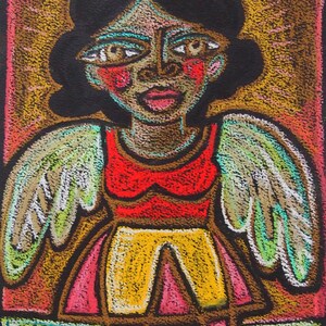 Winged Woman Original Pastel Drawing