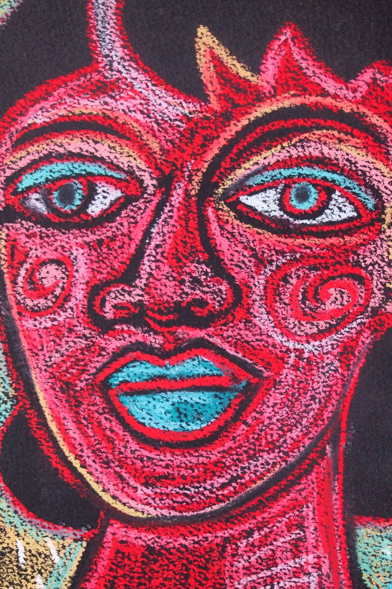 Strong Woman Oil Pastel Original drawing image 2