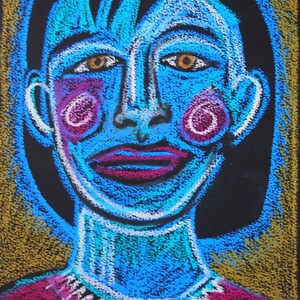 Strong Woman Oil Pastel Original drawing