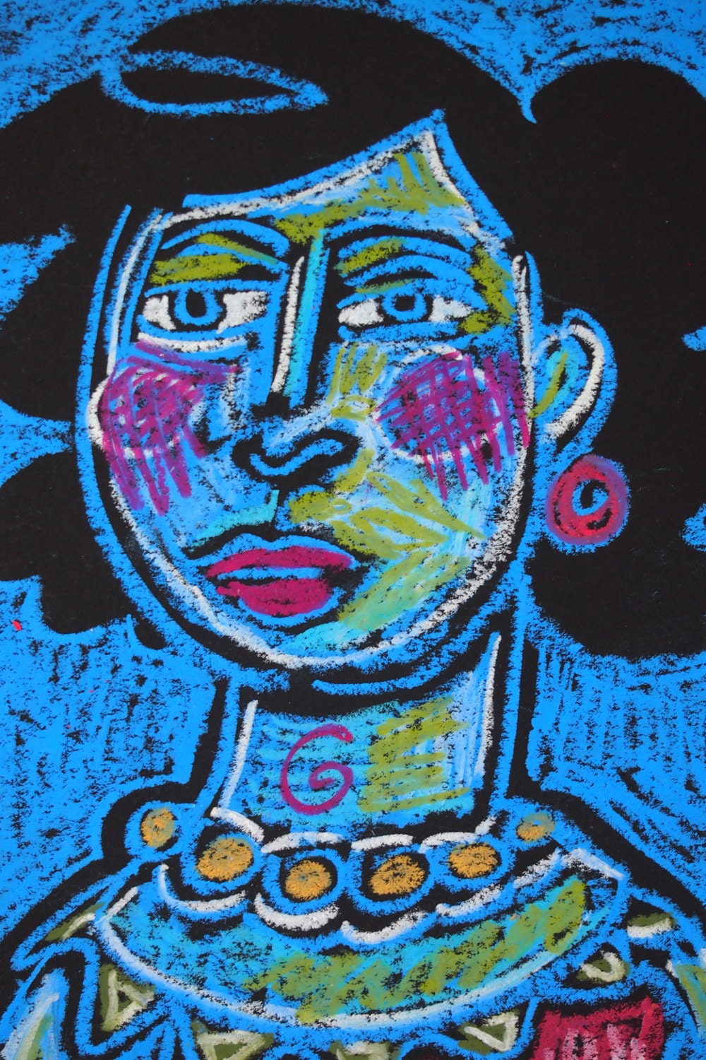 Strong Woman Oil Pastel Original Drawing Etsy