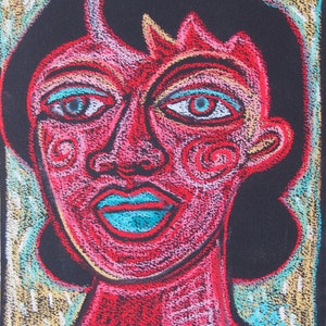 Strong Woman Oil Pastel Original drawing image 1