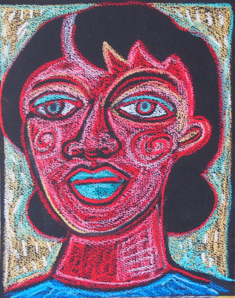 Strong Woman Oil Pastel Original drawing image 1