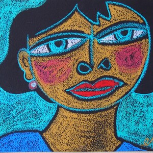 Strong Woman Oil Pastel Original drawing