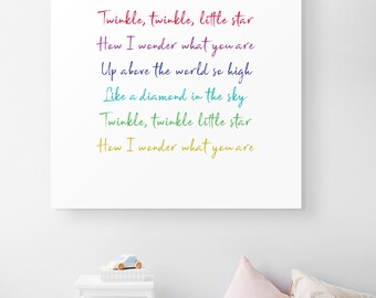 Printable Wall Art: Twinkle Little Star, Minimalist Decor, Home, Typography, Minimal, Nursery Rhyme, Baby Room, Song