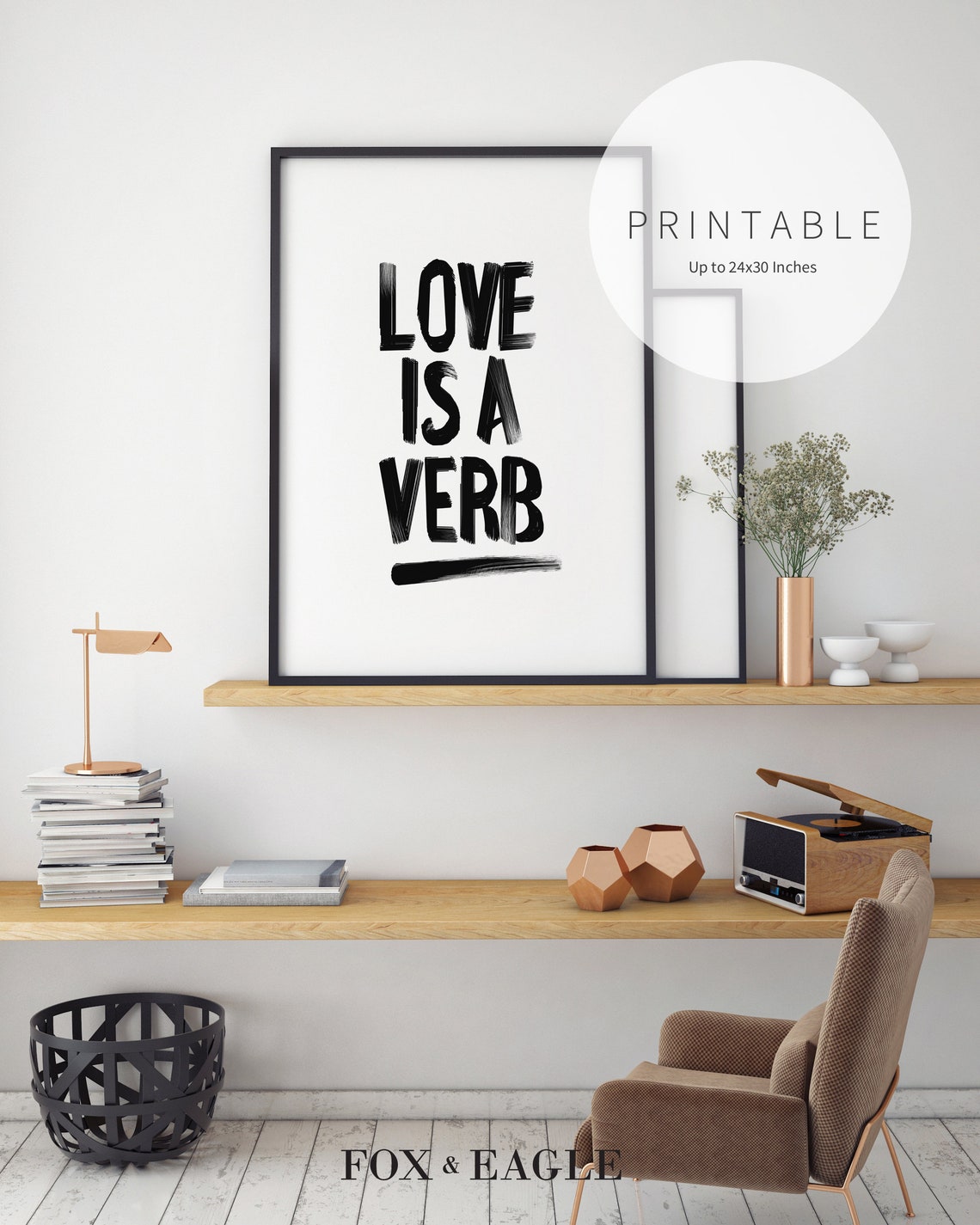 Printable Wall Art Love Is A Verb Quote Minimalist Decor Etsy