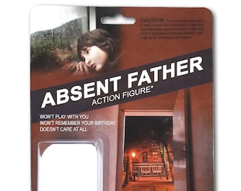 Absent Father Action Figure! Comes with Everything You See Here | Deadbeat Dad White Elephant Gag Gift Secret Santa Gift Funny