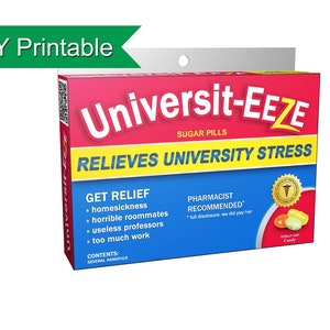 Funny College Gift: Universit-Eeze Box, Printable DIY Gag Gift, Funny University Gift, New College Student, Graduation Gift, Care Package