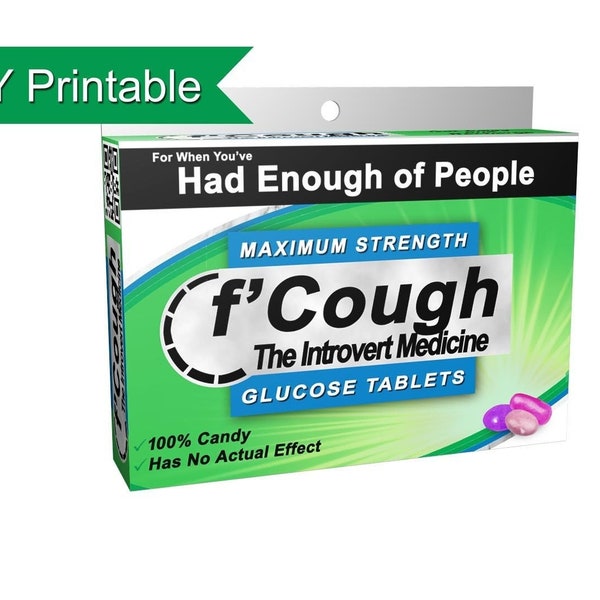 Introvert Gift: f'Cough Box! DIY Printable candy box for introversion gag gift for introverts pun gifts