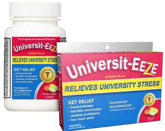 College Gifts: Universit-Eeze Box or Bottle, Gag Gift, Funny University Gift, New College Student, Care Package