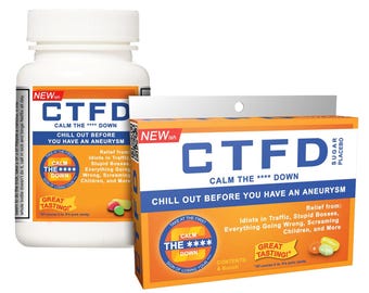看護師／薬剤師へのプレゼント：CTFDボックスまたはボトル！「みんなもっと落ち着いて」と伝える、お医者さんへのジョークギフト。シークレットサンタにもぴったり。