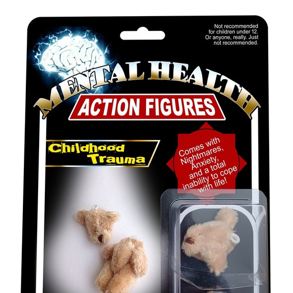 Mental Health Action Figure: Childhood Trauma! "Fun" gag gift for people with cPTSD and a dark sense of humor.