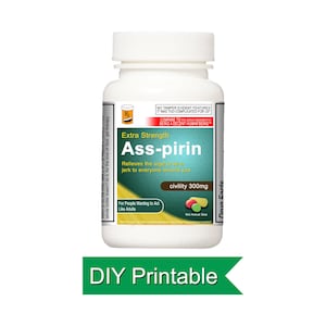 Frasco de pastillas de aspirina (broma o regalo) (Descargar e imprimir)