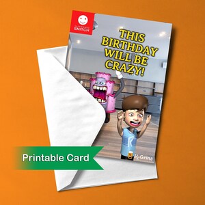 Video Game Birthday Card Printable Card With Free A6 Envelope Template ...