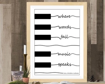 Piano Keys Quote by Hans Christian Andersen - Classical Music | Music Art | Piano Art | Word Art | Printable Art | Music Lover | Piano Print