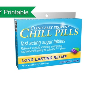 Chill Pills Pill Box | Printable DIY Gag Gift Pharmacist Gift Last Minute Gifts