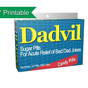 Fathers Day Gift -Dadvil! - Download & Print | Dad Birthday | Gag Gift | Gifts for Dad | Dad Jokes | Dad Gift | Last Minute Gifts |
