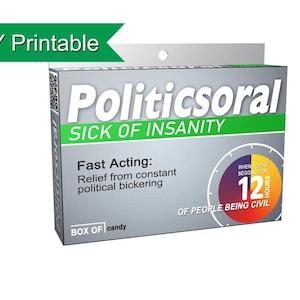Political Gag Gift: Politicsoral! Printable Funny Gift, DIY Gag Gift, Last Minute Gifts, Donald Trump, Republican Gift, Democrat Gift