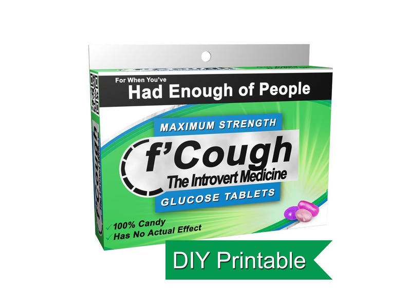 Introvert Gag Gift: f'Cough Candy Box (DIY Printable) image 1