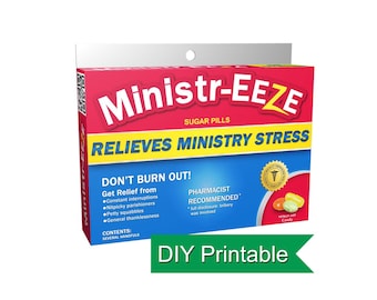 Regalo de broma para pastor imprimible: Caja Ministr-Eeze