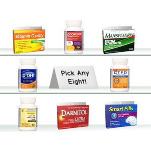 Choose Any Eight Joke Medicines at 25% off! We'll send you enough gags to fill your medicine cabinet!