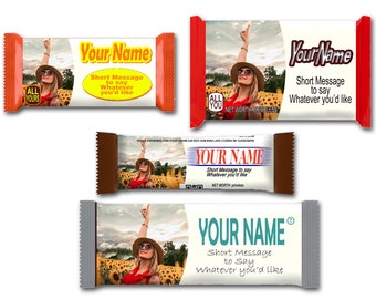 Personalized Candy Bar Wrappers - Four styles of wrappers for four different candy bars with your custom photos