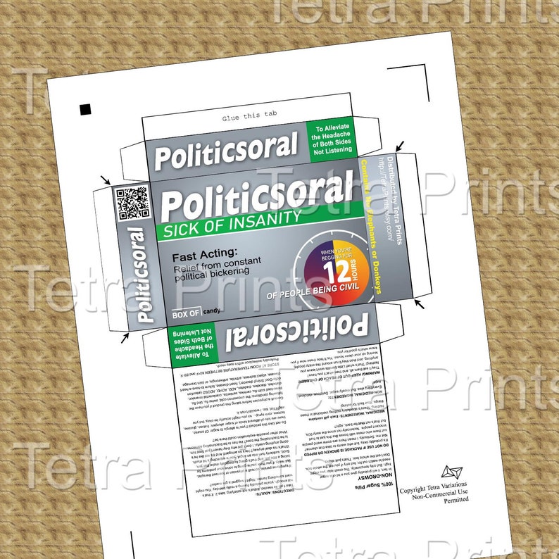 Political Gag Gift Politicsoral Printable Funny Gift DIY Etsy