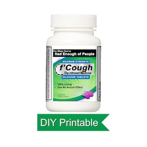 Introvert present: Etikett på flaskan med hostmedicin - Skämtpresent (Ladda ner och skriv ut)