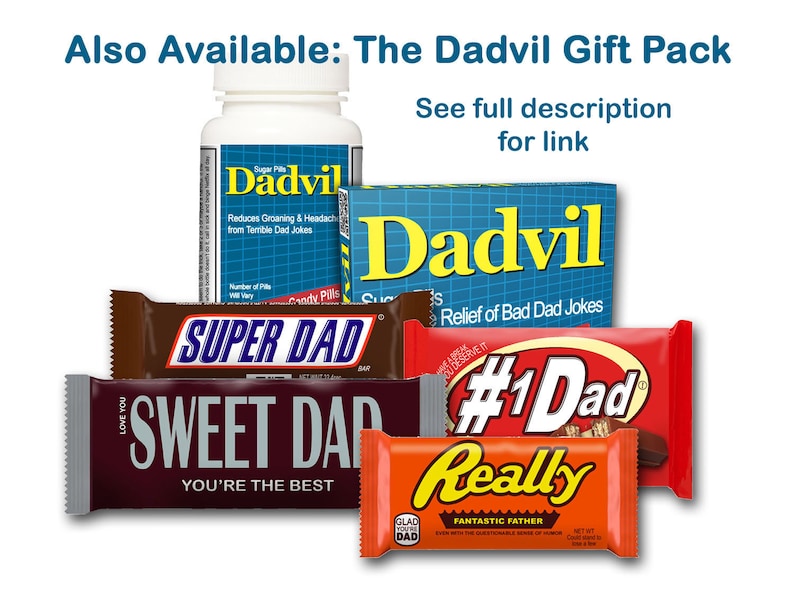 Also Available: The Dadvil Gift Pack with Dad-Themed Candy Bars (see full description for link)