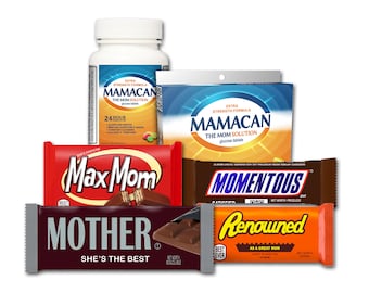 Mother's Day Gift: The Mamacan Pack! Box/Bottle of Mamacan Plus Mom-Themed Candy Bars | Mom Gift Mom Christmas Mom Birthday Gift