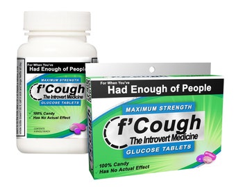 Gift for Introverts: f'Cough Box or Bottle! Introvert Gag Gift Candy white elephant gift Fuck Off Pun Gift