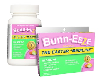 Easter Candy Box or Bottle: Bunn-Eeze Gag Gift! Easter Bunny Favor for Easter Baskets