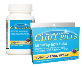 Mental Health Gift: Chill Pills Candy Box or Bottle! Take a Chill Pill with these "medicines". Fun gag gift for nurses, doctors, or anyone