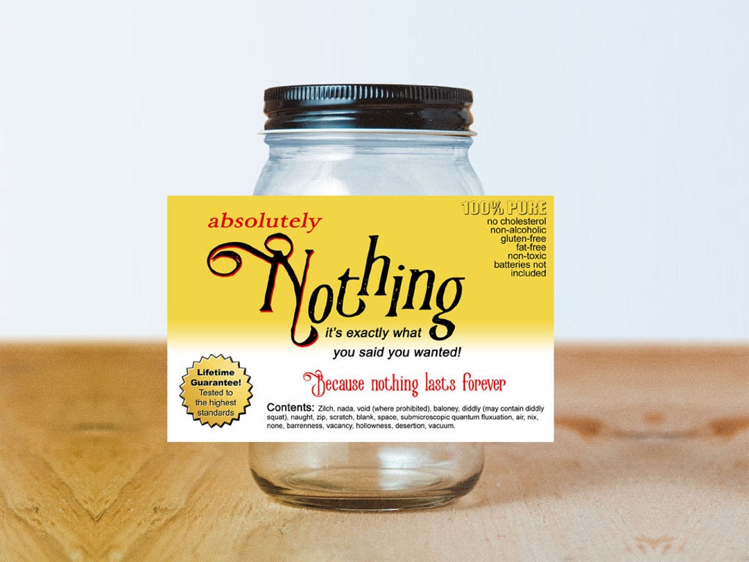 Jar of Nothing Printable Label - Instant Download Turns an Empty Jar ...