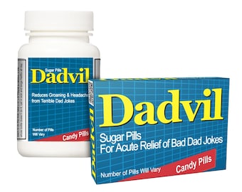 Dad Gift from Daughter or Son: Dadvil Box or Bottle - Get Dad Jokes Relief! Father's Day Gift Dad Christmas Dad Birthday Gift