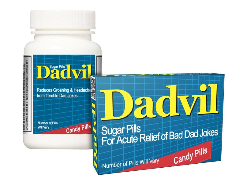 Dad Gift from Daughter or Son: Dadvil Box or Bottle - Get Dad Jokes Relief! Father's Day Gift Dad Christmas Dad Birthday Gift 