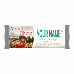 Personalized Candy Bar Wrappers - Four styles of wrappers for four different candy bars with your custom photos and text