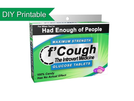 Introvert Gift: f'Cough Box! DIY Printable candy box for introversion gag gift for introverts pun gifts
