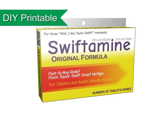 Taylor Swift Fan Get Swiftamine Candy Box, Printable DIY Gag Gift