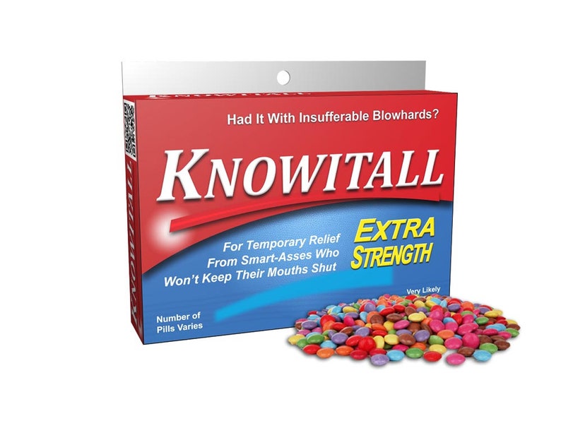 Funny Coworker Gift: Knowitall! Office Gag Gift Box or Bottle | nerdy gifts office party gift for boss dad gift secret santa gift for men Box