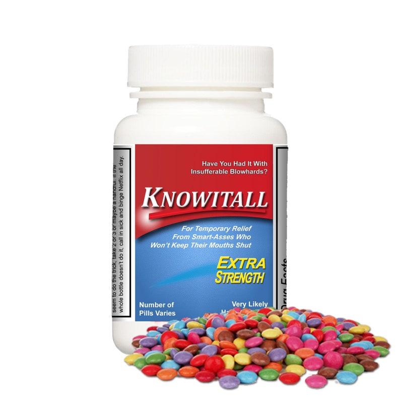 Funny Coworker Gift: Knowitall! Office Gag Gift Box or Bottle | nerdy gifts office party gift for boss dad gift secret santa gift for men Small Bottle