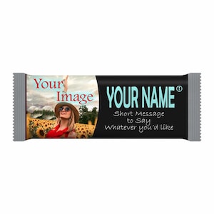 Personalized Candy Bar Wrapper Set - Four styles of wrappers for four different candy bars with your custom text and photos