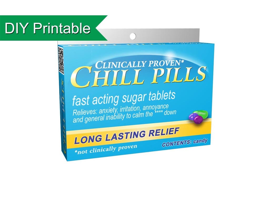 Chill Pills Pill Box Printable DIY Gag Gift Pharmacist Gift - Etsy